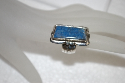 +MBA #20-824  Artist Stamped Sterling Lapis Ring