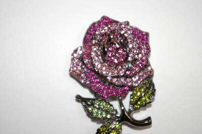 +MBA #20-255  Two Tone Pink Crystal Rose Pin