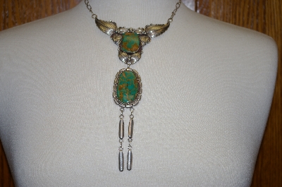 +MBA #20-241  Artist "WCV Wil Vandever"  Signed Fancy Green Turquoise Necklace