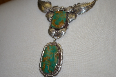 +MBA #20-241  Artist "WCV Wil Vandever"  Signed Fancy Green Turquoise Necklace