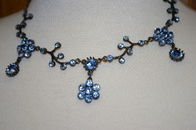 +MBA #20-377  Light Blue Crystal Flower Necklace & Matching Earrings