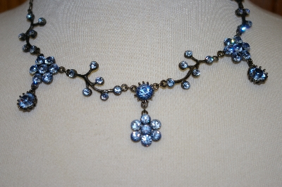 +MBA #20-377  Light Blue Crystal Flower Necklace & Matching Earrings