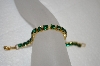 +MBA #20-276  Gold Plated Green Crystal Bracelet
