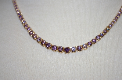 +MBA #20-331  14K Gold Plated Lavender CZ Tennis Style Necklace