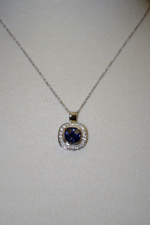 +MBA #20-384  Charles Winston Simulated Tanzanite Cushion Cut Pentant & 18" Chain