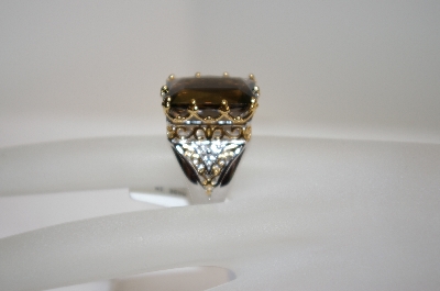 +MBA #20-315  Smokey Quartz & Clear Sapphire Ring