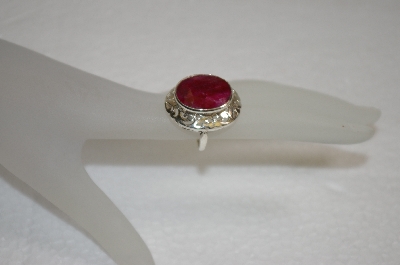 +MBA #20-014  Large Oval Cut Ruby Sterling Ring