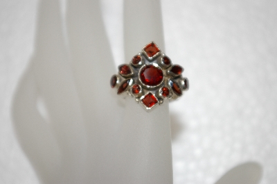 +MBA #20-046  13 Stone Multi Cut Garnet Sterling Ring