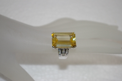 +MBA #20-061  Square Cut Canary & Clear CZ Sterling Ring