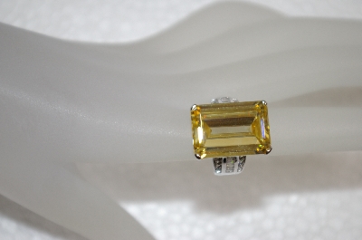 +MBA #20-061  Square Cut Canary & Clear CZ Sterling Ring