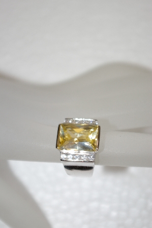+MBA #20-052  Designer "FAS" Square Cut Canary  Yellow CZ Ring