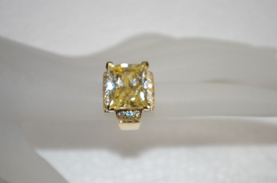 +MBA #20-065  14K Gold Plated Canary Yellow & Clear Cz Ring