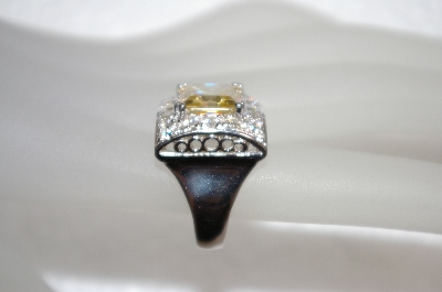 +MBA #20-073  Charles Winston Square Cut Canary Yellow & Clear CZ Ring