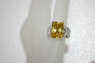+MBA #20-066  Oval Canary Yellow & Clear CZ Ring