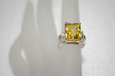 +MBA #20-029  Square Cut Sterling Citrine Ring