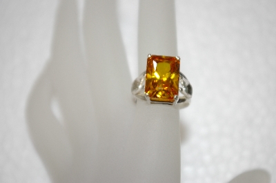+MBA #20-024  Square Cut Champagne CZ Sterling Ring