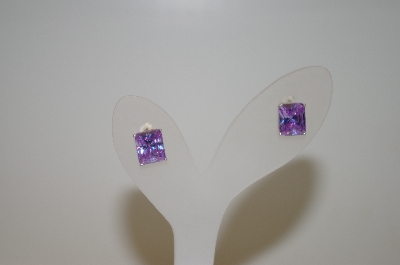 +MBA #20-050  Square Cut Lavender CZ Earrings