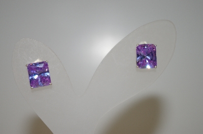 +MBA #20-050  Square Cut Lavender CZ Earrings