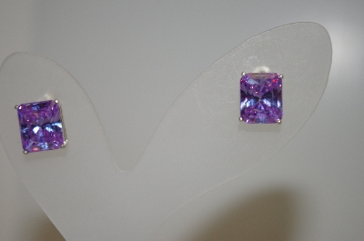 +MBA #20-050  Square Cut Lavender CZ Earrings