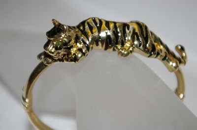 +MBA #20-507  14K 13.1 Grams Emerald Eyes Artform Bangle Bracelet