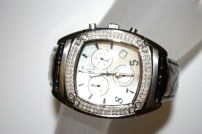 +MBA #21-074 Lucien Piccard Stainless Steel & Diamond Black Strap Watch