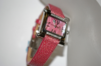 +MBA #21-447  "Croton Berry Stingray Strap Women's Stainless Steel Square Diamond Watch