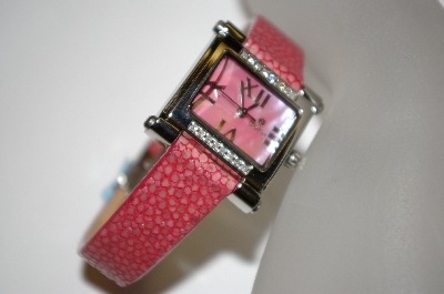 +MBA #21-447  "Croton Berry Stingray Strap Women's Stainless Steel Square Diamond Watch
