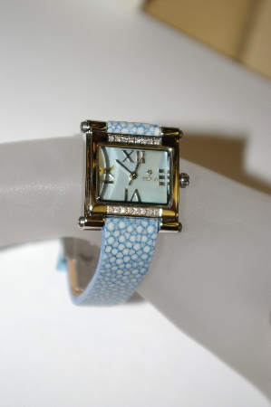 +MBA #21-440  "Croton "Blue" Women's Stainless Steel Square Diamond Watch