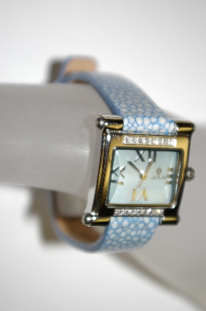 +MBA #21-440  "Croton "Blue" Women's Stainless Steel Square Diamond Watch