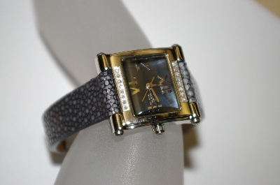 +MBA #21-358  Croton "Charcoal" Women's Stainless Steel Square Diamond Watch