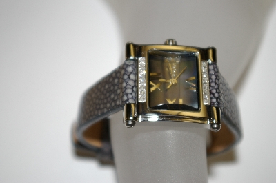 +MBA #21-358  Croton "Charcoal" Women's Stainless Steel Square Diamond Watch