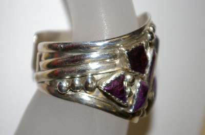+MBA #21-600   "Artist Signed "E&C Fierro" 10 Stone Sugulite Sterling Cuff Bracelet