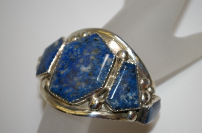 +MBA #21-727  Artist Signed "E&C Fierro" 5 Stone Blue Lapis Cuff Bracelet