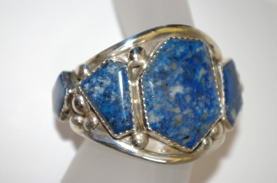 +MBA #21-727  Artist Signed "E&C Fierro" 5 Stone Blue Lapis Cuff Bracelet