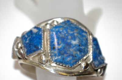 +MBA #21-727  Artist Signed "E&C Fierro" 5 Stone Blue Lapis Cuff Bracelet