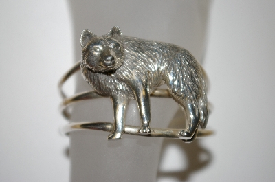 +MBA #21-611   "Artist Stamped Sterling Wolf Cuff Bracelet