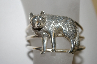 +MBA #21-611   "Artist Stamped Sterling Wolf Cuff Bracelet
