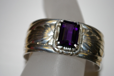 "SOLD"  MBA #21-604  Artist Signed "Robert Kelly" Sterling Amethyst Cuff Bracelet