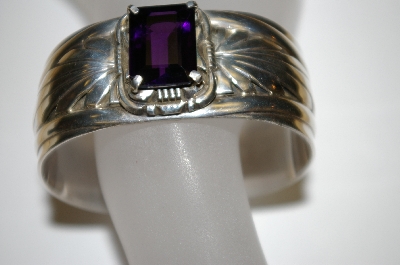 "SOLD"  MBA #21-604  Artist Signed "Robert Kelly" Sterling Amethyst Cuff Bracelet
