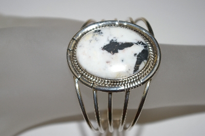 +MBA #21-612  White Turquoise Sterling Cuff Bracelet