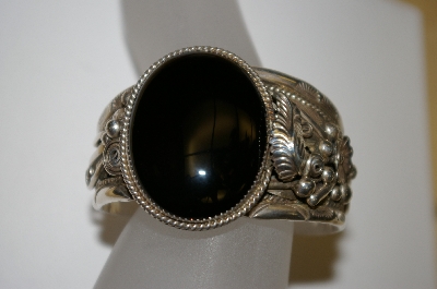 +MBA #21-592  Artist Signed "Priscilla Bagay" LB" Sterling Black Onyx Cuff Bracelet