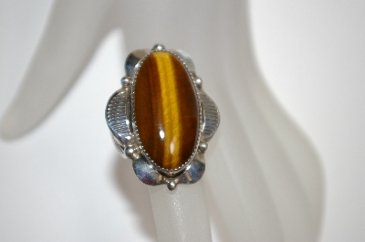 +MBA #21-775  Artist Signed "CN" Navajo Fancy Sterling Tiger Eye Ring