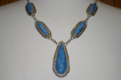 +MBA #21-719  Artist Signed Sterling Blue Lapis Necklace & Earring Set