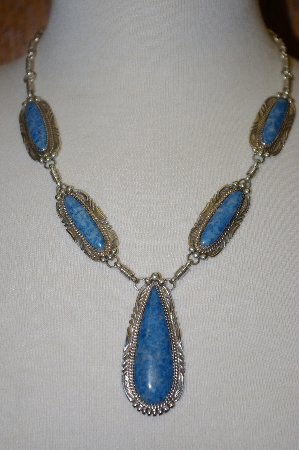+MBA #21-719  Artist Signed Sterling Blue Lapis Necklace & Earring Set