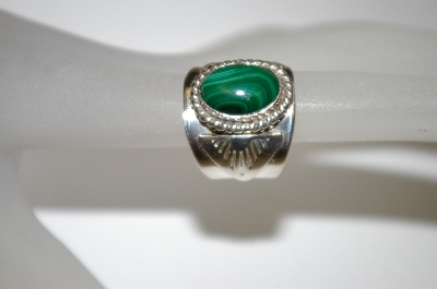 +MBA #21-697  Artist Signed "Jaun Guerro" Malachite Sterling Band Style Ring