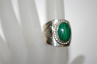 +MBA #21-697  Artist Signed "Jaun Guerro" Malachite Sterling Band Style Ring