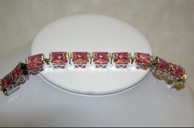 +   "2002 Large Square Cut & Clear Cz Sterling Bracelet