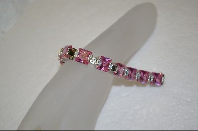 +   "2002 Large Square Cut & Clear Cz Sterling Bracelet