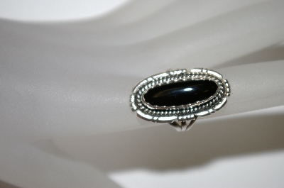 +MBA #21-692  Artist Signed "Ramona" Small Black Onyx Sterling Ring