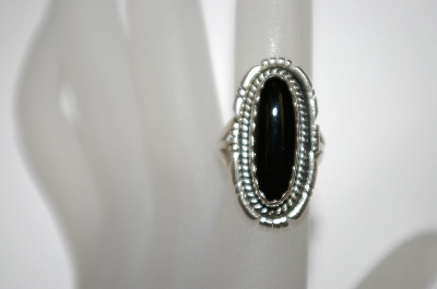 +MBA #21-692  Artist Signed "Ramona" Small Black Onyx Sterling Ring